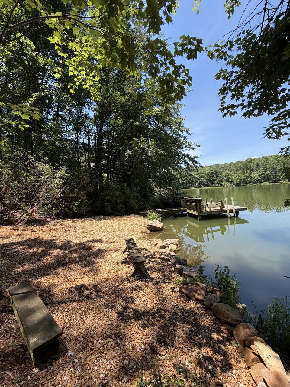 Creek rock and gravel installed along a lake front