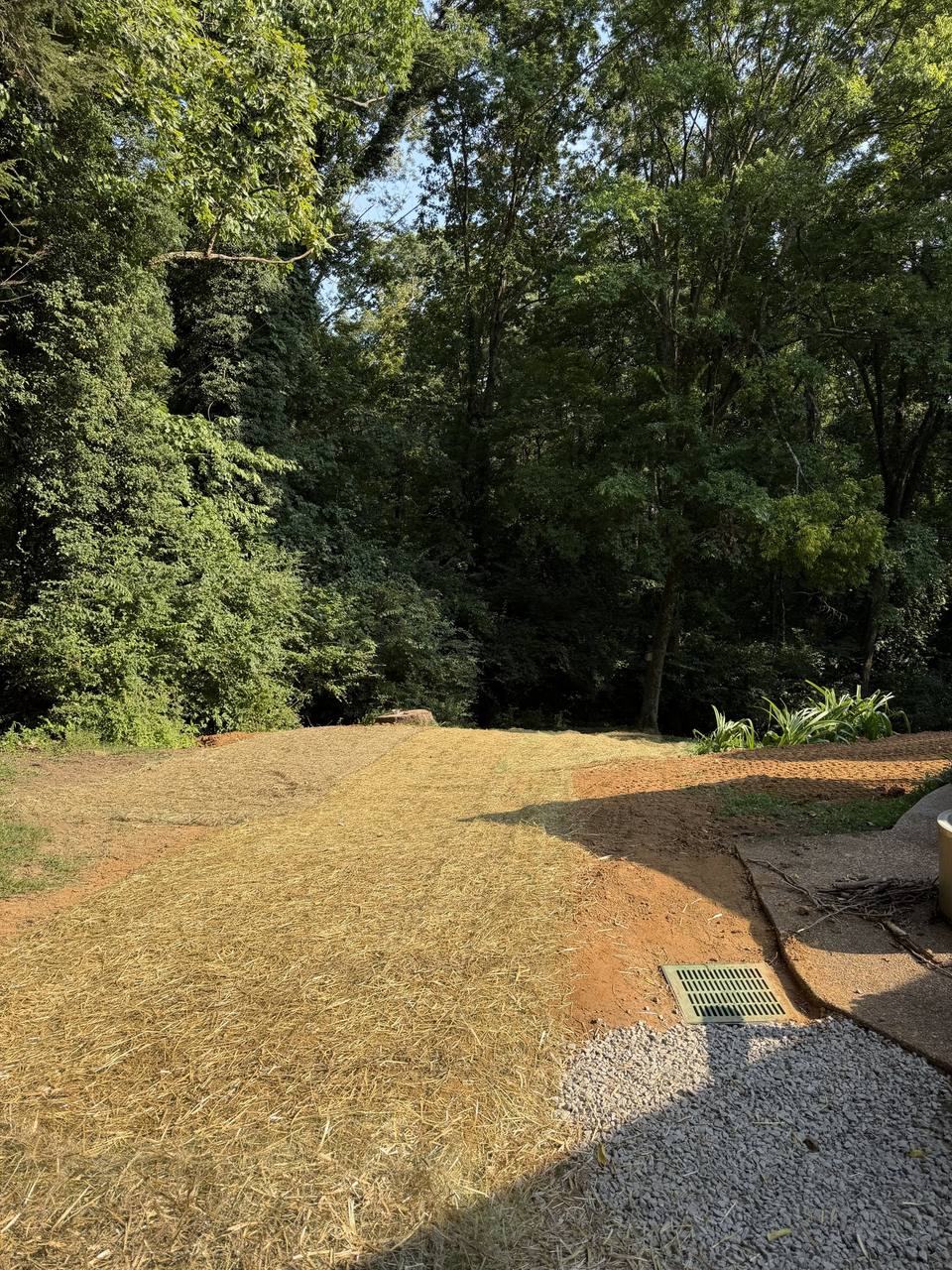 Finished yard drain with grate and gravel